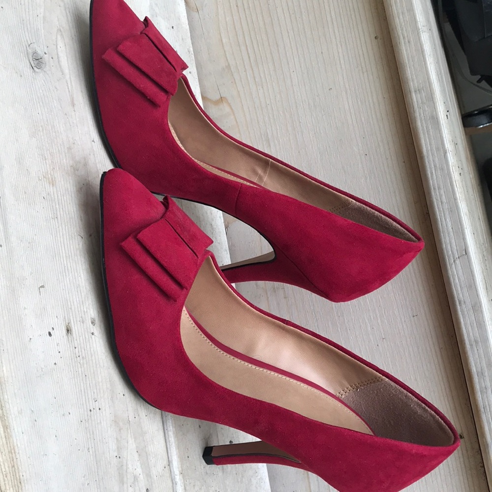 Red suede heels